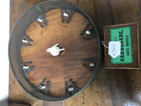 A rare mid 19th century Jaques of London Game of Cannonade of Castle Bagatelle, comprising a circular mahogany board, 38cms diameter,